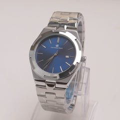 Silver Chain Mans Watch With Blue Dial