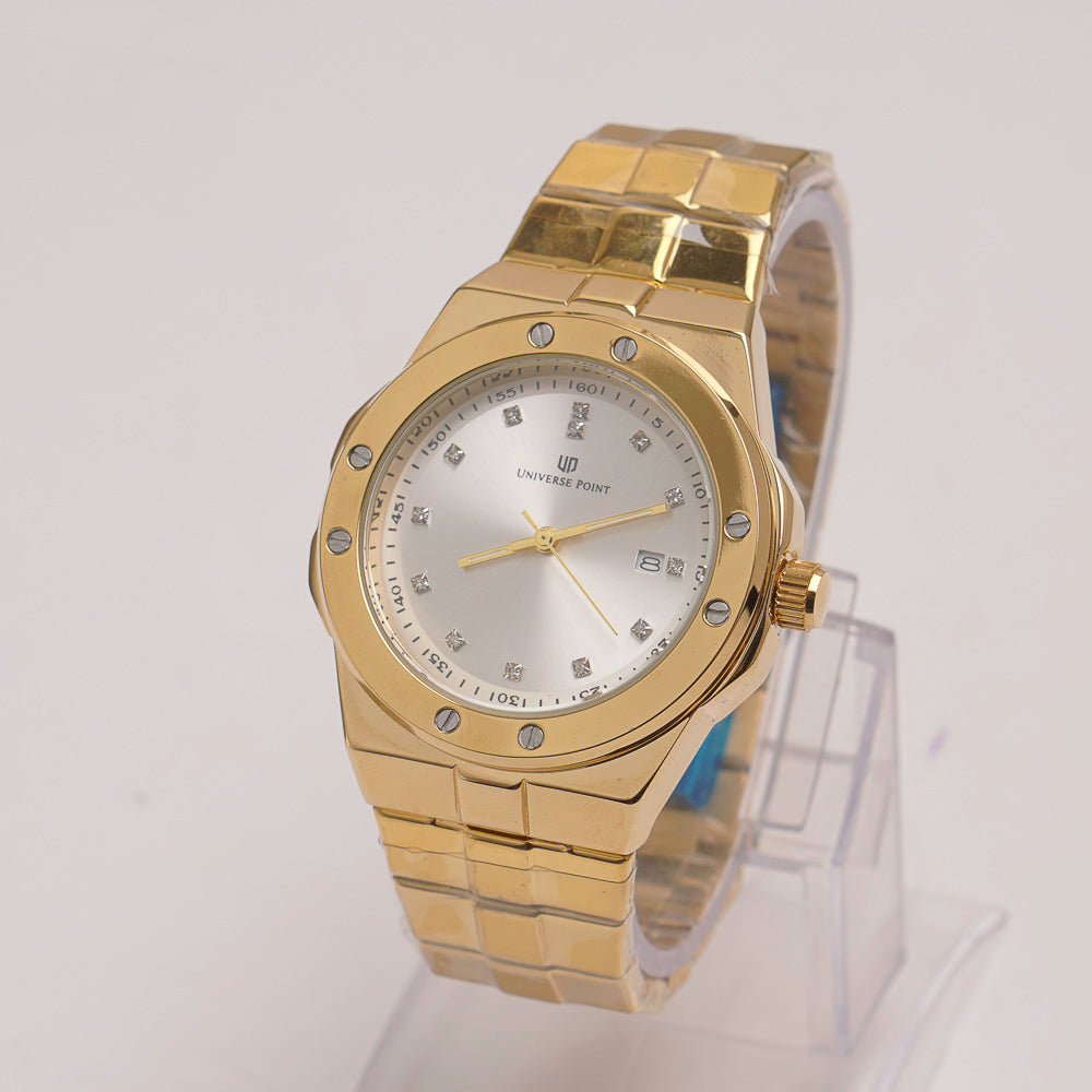 Golden Chain Mans Watch With White Dial