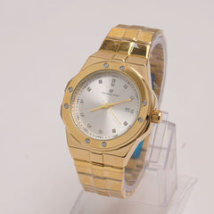 Golden Chain Mans Watch With White Dial