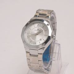 Silver Chain Mans Watch With White Dial