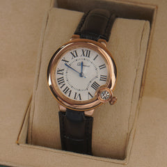 Woman Rosegold Dial Watch with Leather Straps White