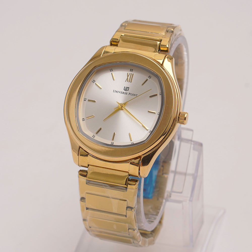 Golden Chain Mans Watch With White Dial