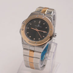 Two Tone Rosegold Chain Mans Watch With Black Dial