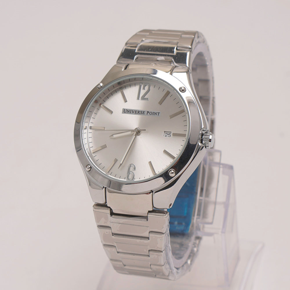 Silver Chain Mans Watch With White Dial