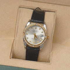 Woman Silver Dial Watch with Black Straps