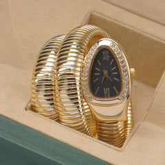 Womans Snake Watch Design Golden Black