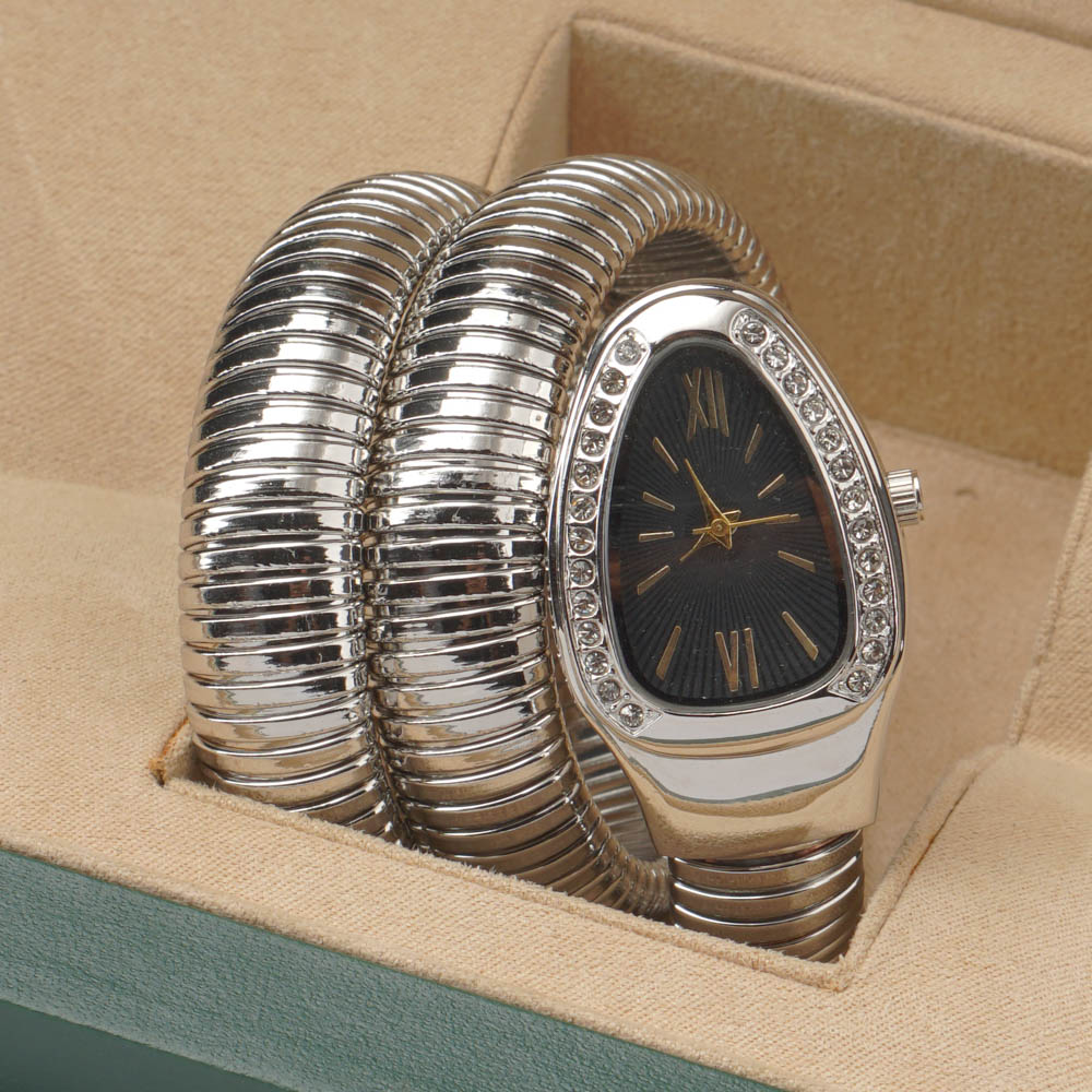 Womans Snake Watch Design Silver Black Gold Design