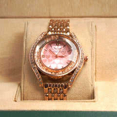 Woman Rosegold Chain Watch Pink Dial