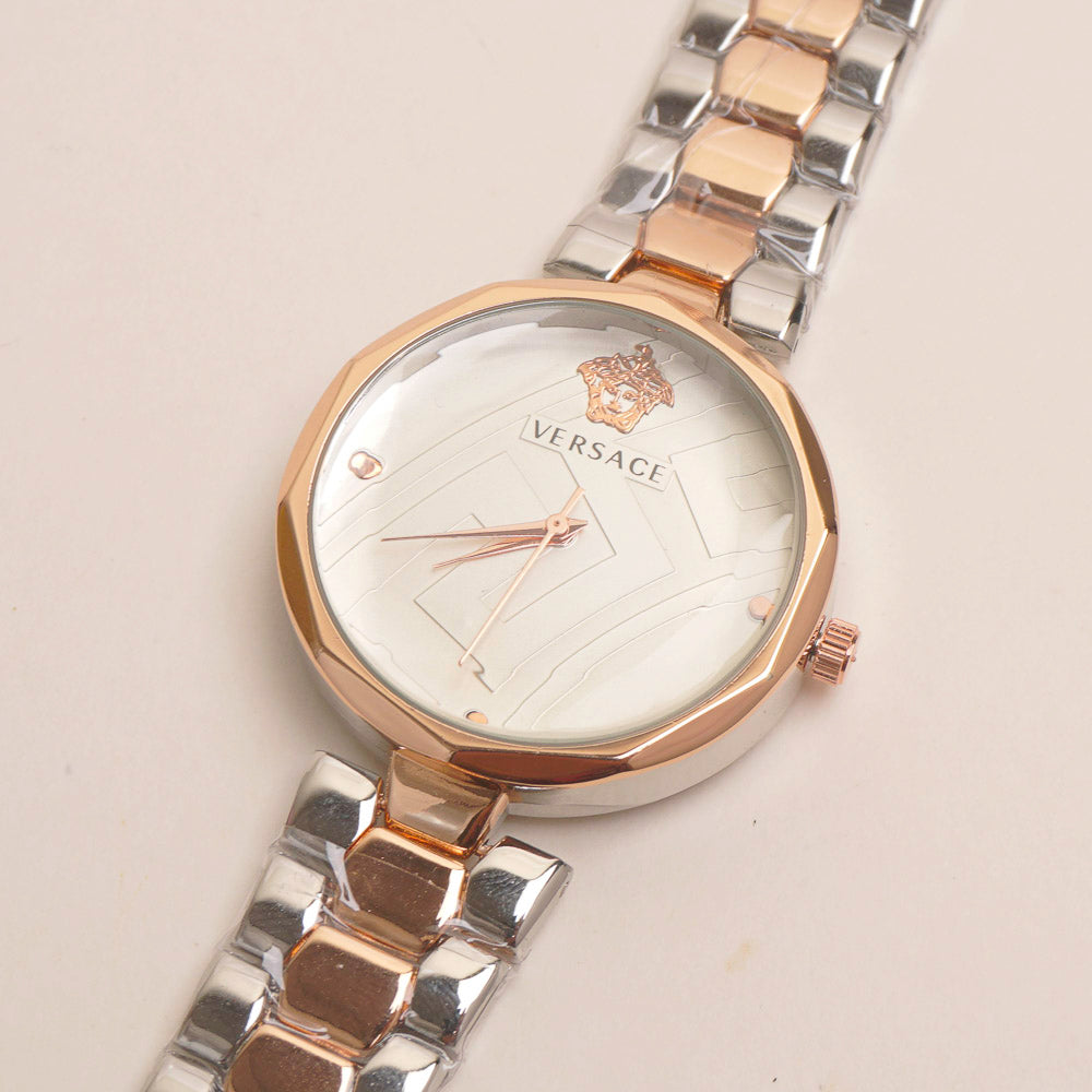 Two Tone Womens Chain Watch Rosegold V