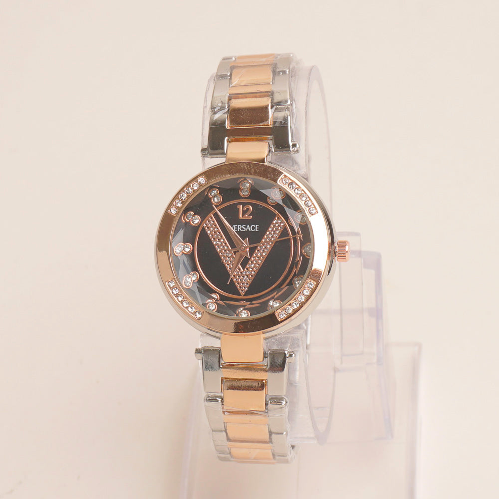 Two tone Womens Chain Watch Rosegold V