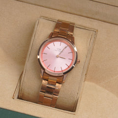 Woman Chain Wrist Watch Rosegold Dial Pink Dial
