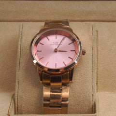 Woman Chain Wrist Watch Rosegold Dial Pink Dial