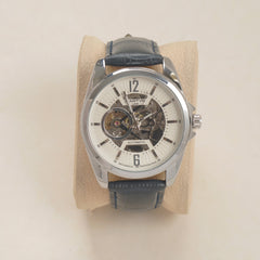 Mans automatic white dial silver case Martyn line watch