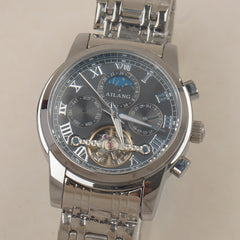 AILANG AL-8602G Men's Automatic Mechanical Skeleton Watch Black Dial