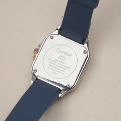 Men cart-ier 148 sqaure case Blue Golden watch