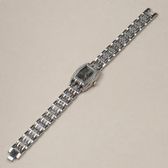 Woman's Silver Chain Watch with Black dial