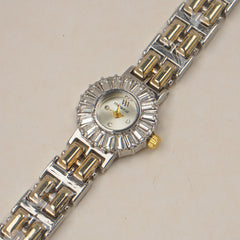 Two Tone Woman's Silver Chain Watch with Silver dial