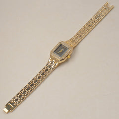 Woman's Golden Chain Watch with Black dial Arabic No
