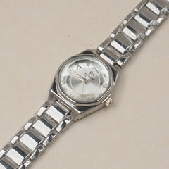 Woman's Silver Chain Watch with Silver dial