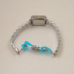 Two Tone Woman's Silver Chain Watch with Silver dial