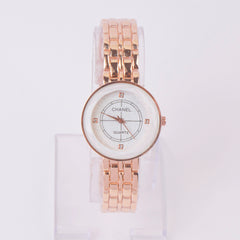 Women Chain Watch Rosegold White