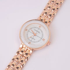 Women Chain Watch Rosegold White