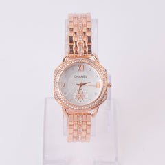 Women Chain Watch Rosegold White