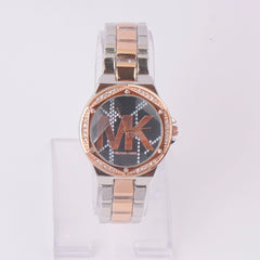 Two Tone Women Chain Watch Rosegold Black