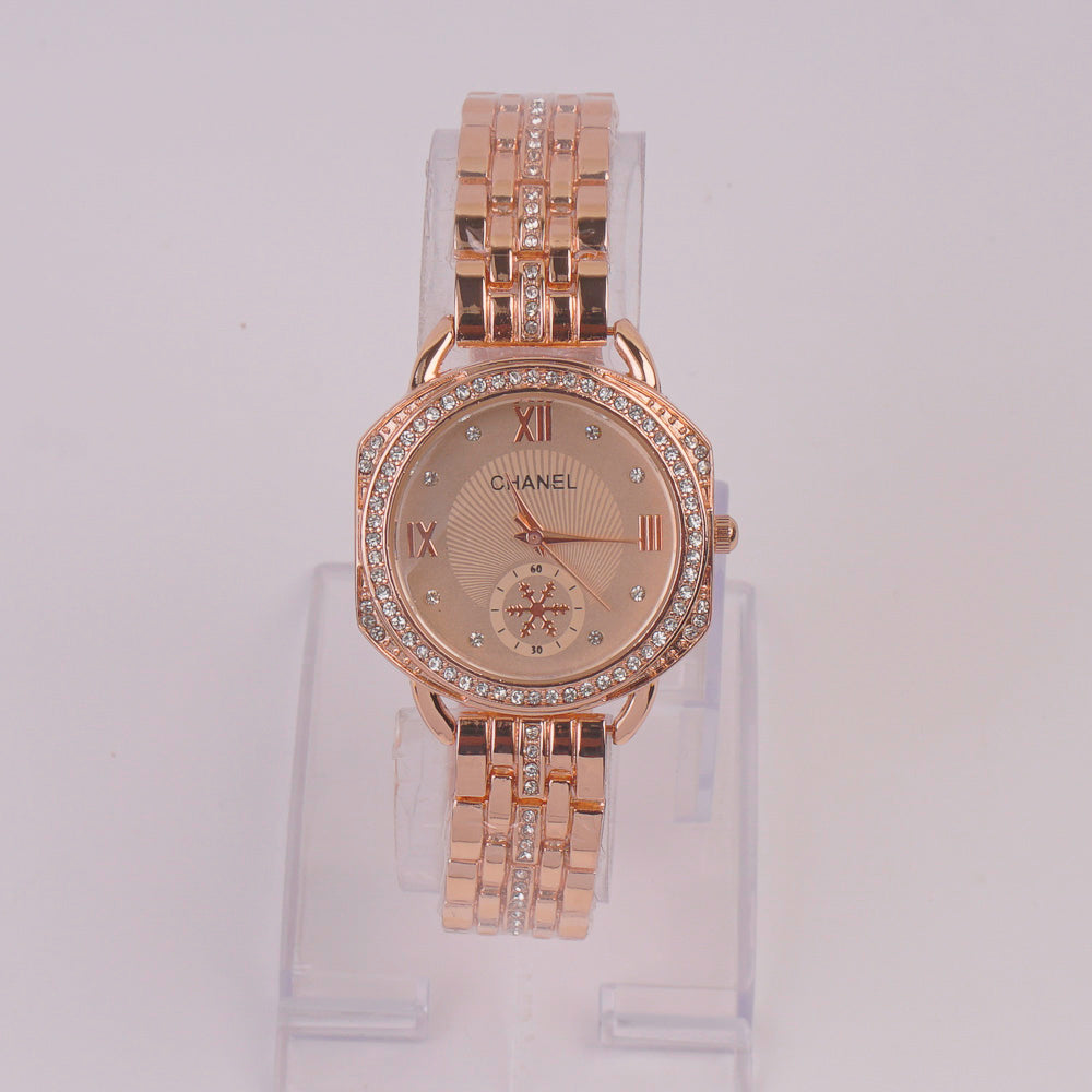 Women Chain Watch Rosegold Pink