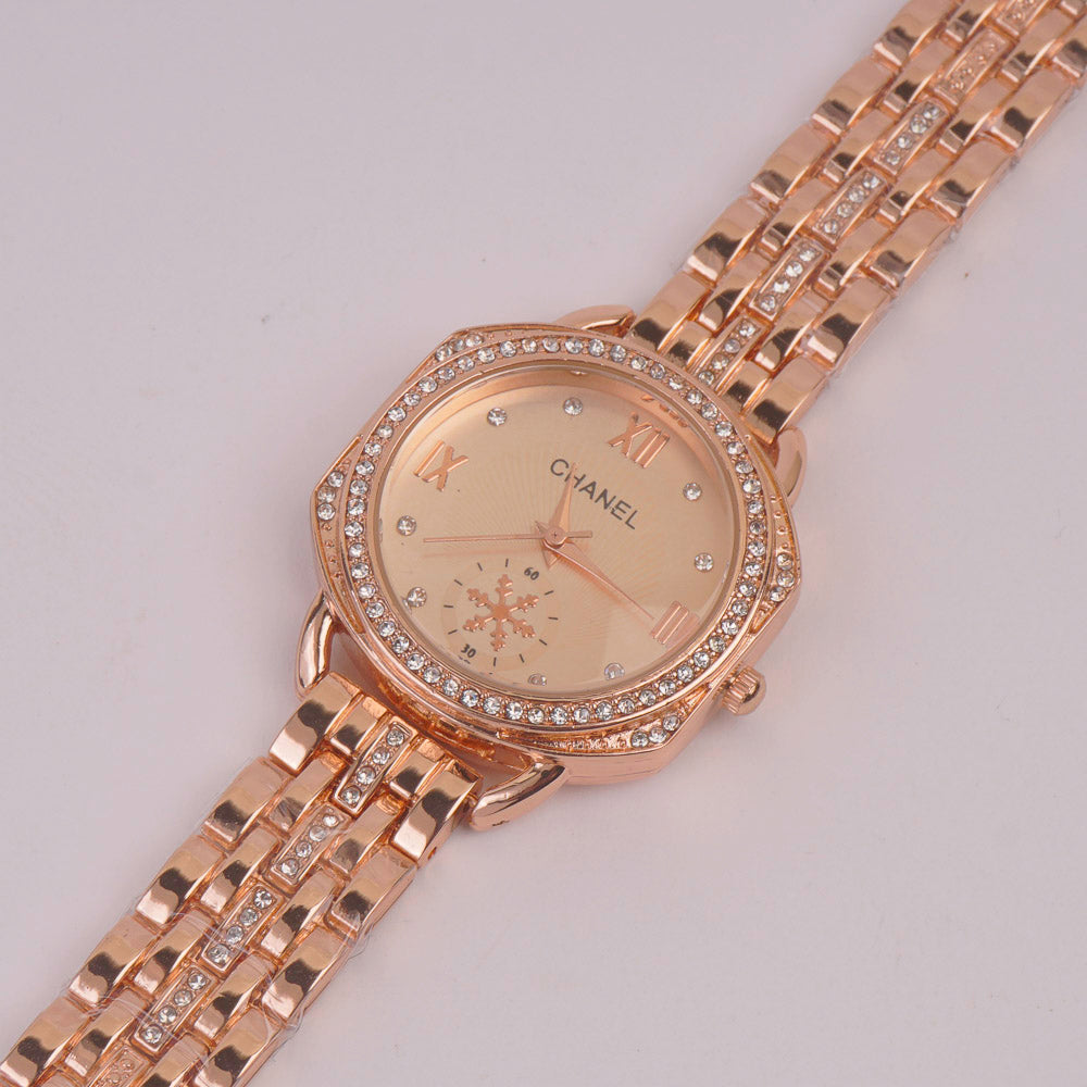 Women Chain Watch Rosegold Pink