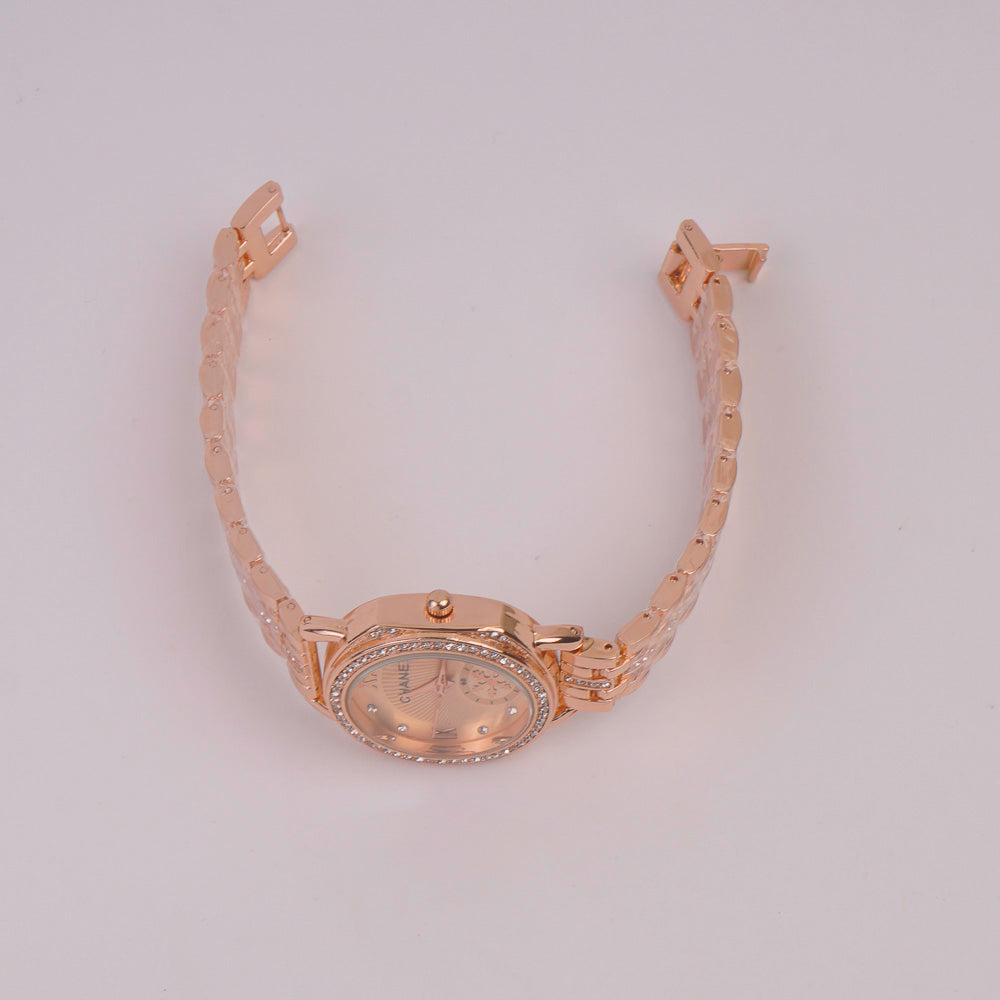 Women Chain Watch Rosegold Pink