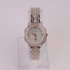 Two Tone Women Chain Watch Rosegold White