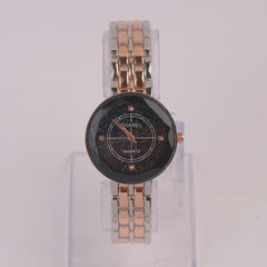 Two Tone Women Chain Watch Rosegold Black