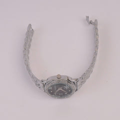 Women Chain Watch Silver Black