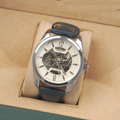 Mans automatic white dial silver case Martyn line watch
