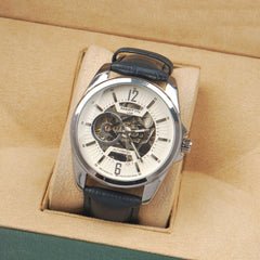 Mans automatic white dial silver case Martyn line watch