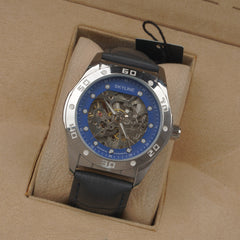 Mans automatic blue dial silver case Martyn line watch