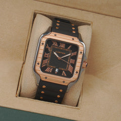 Men cart-ier 148 sqaure case Golden Black watch