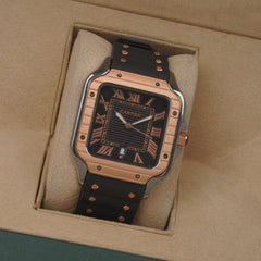 Men cart-ier 148 sqaure case Golden Black watch