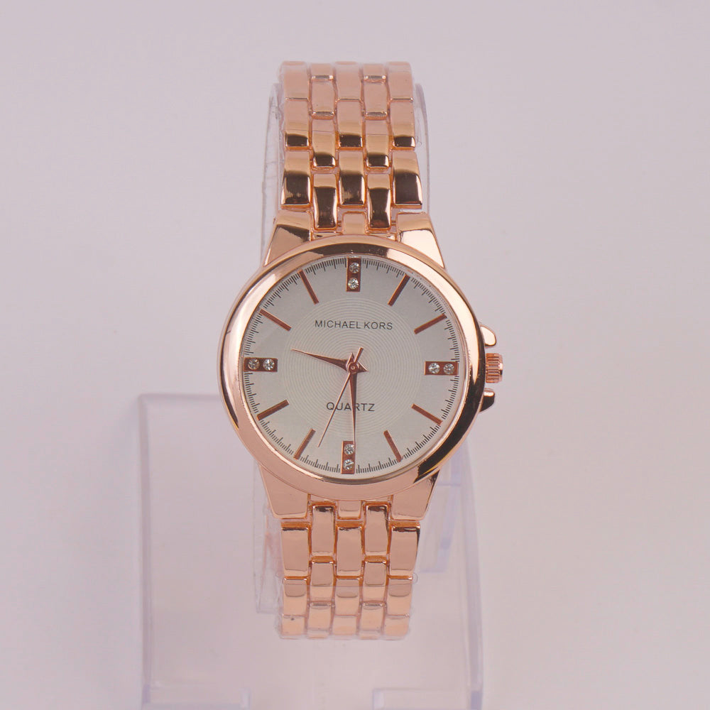 Women Chain Watch Rosegold White