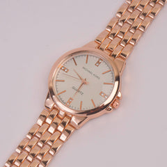 Women Chain Watch Rosegold White