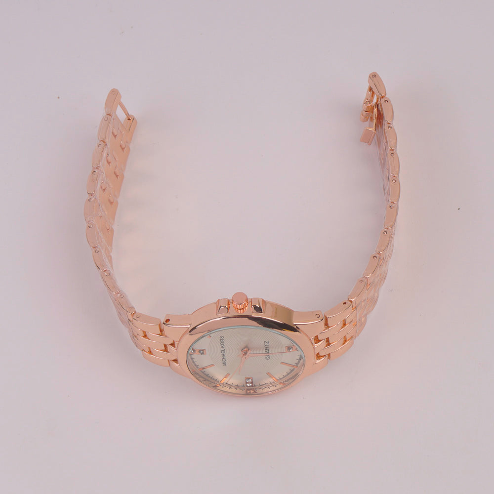 Women Chain Watch Rosegold White