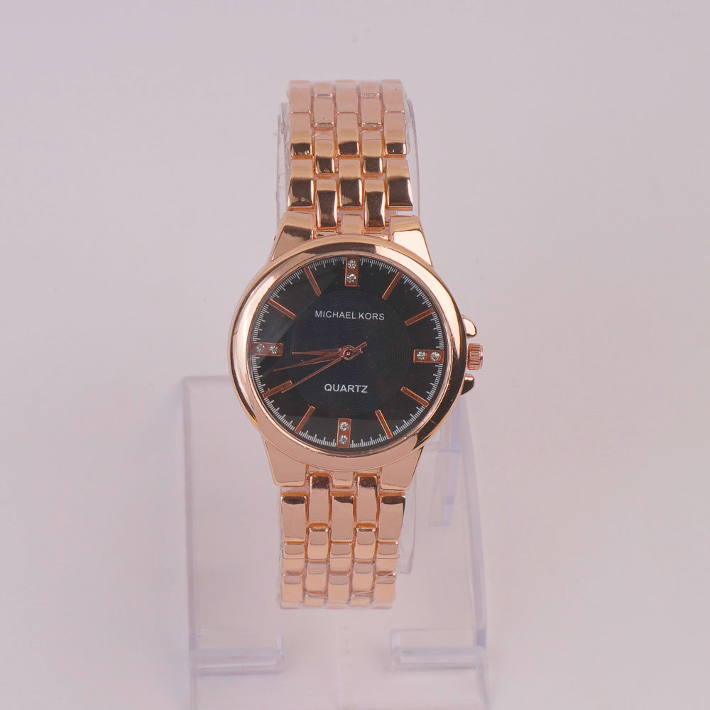 Women Chain Watch Rosegold Black