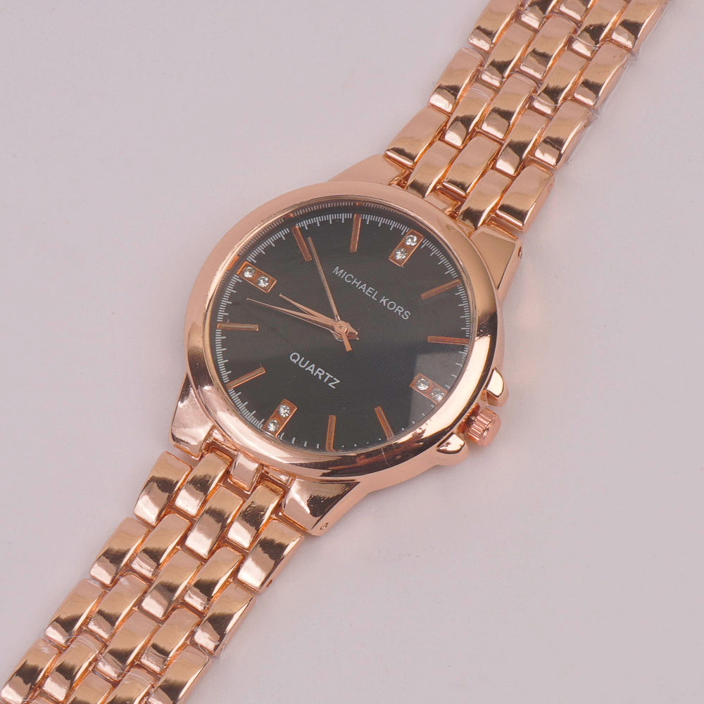 Women Chain Watch Rosegold Black