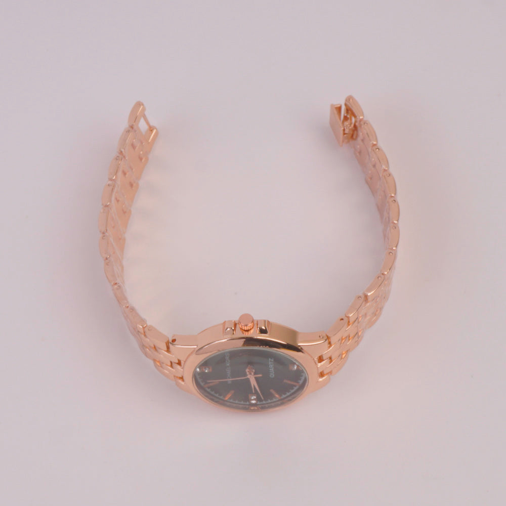 Women Chain Watch Rosegold Black