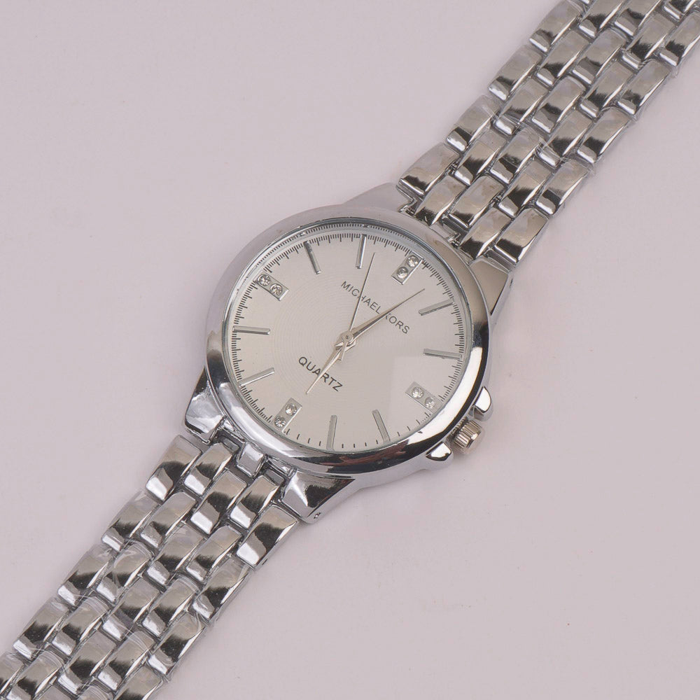 Women Chain Watch Silver White