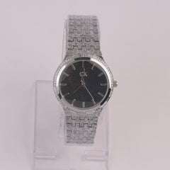 Women Chain Watch Silver Black