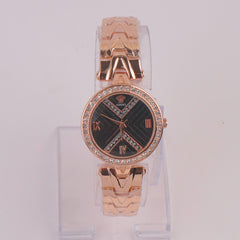 Women Chain Watch Rosegold Black