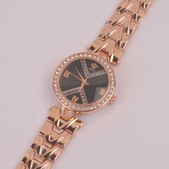 Women Chain Watch Rosegold Black