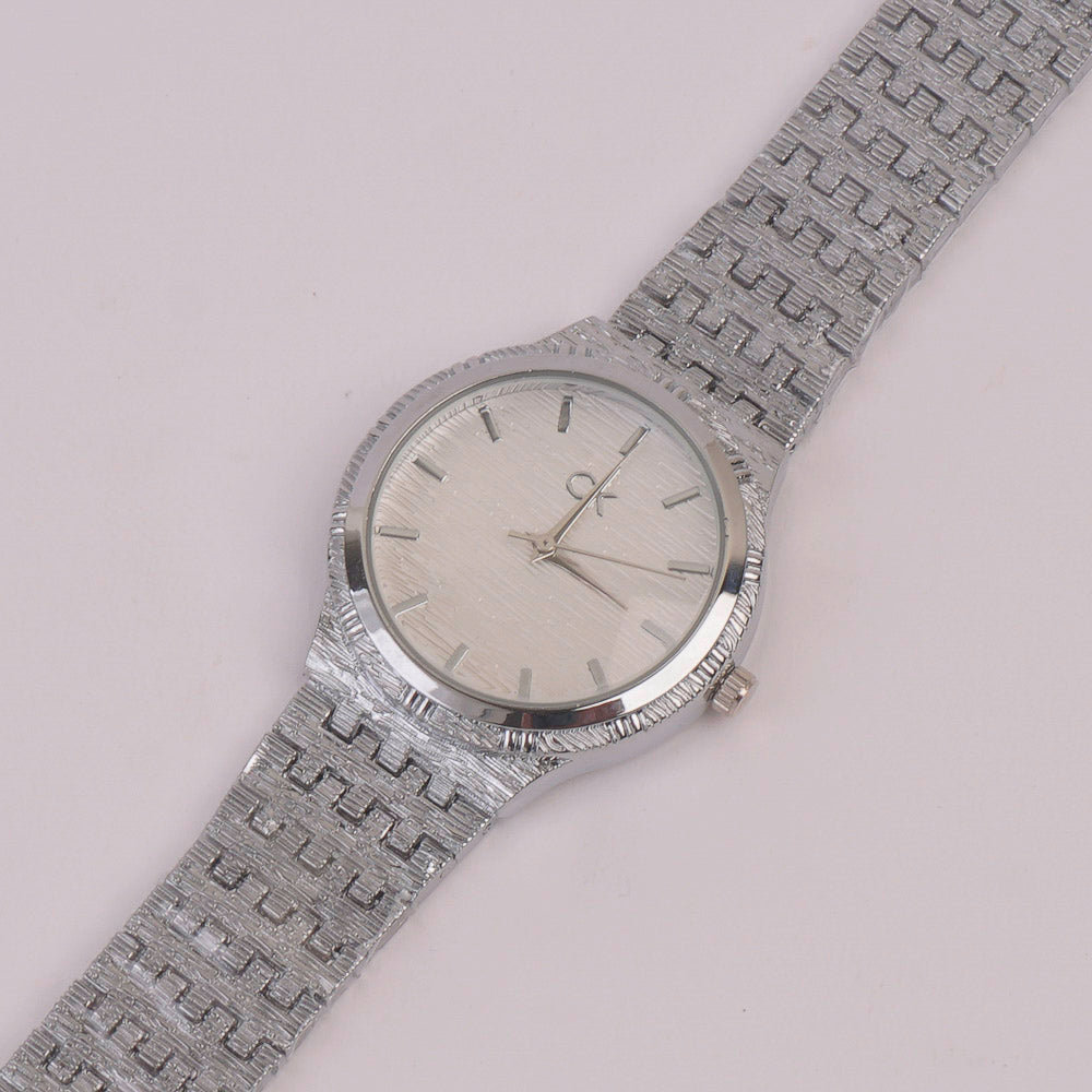 Women Chain Watch Silver White